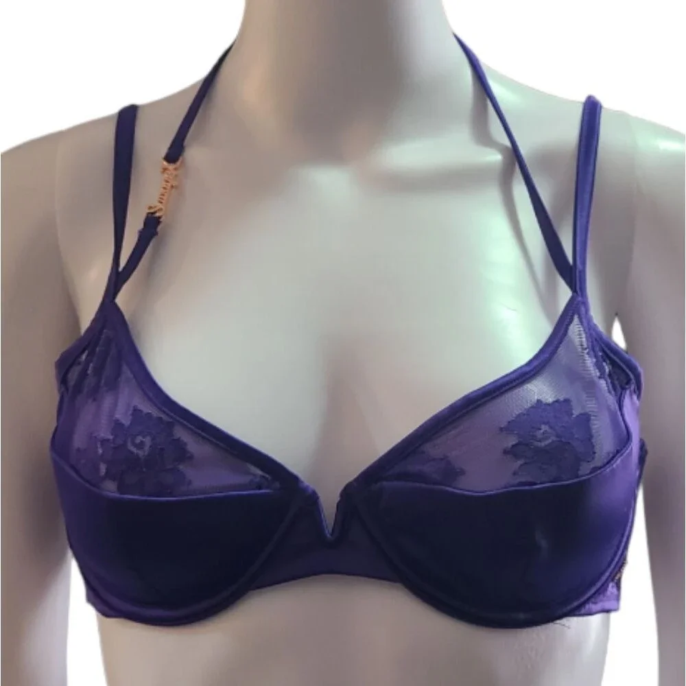 Savage X Fenty Lingerie By Rihanna Strap Up Lace Plunge Bra in Taboo Blue